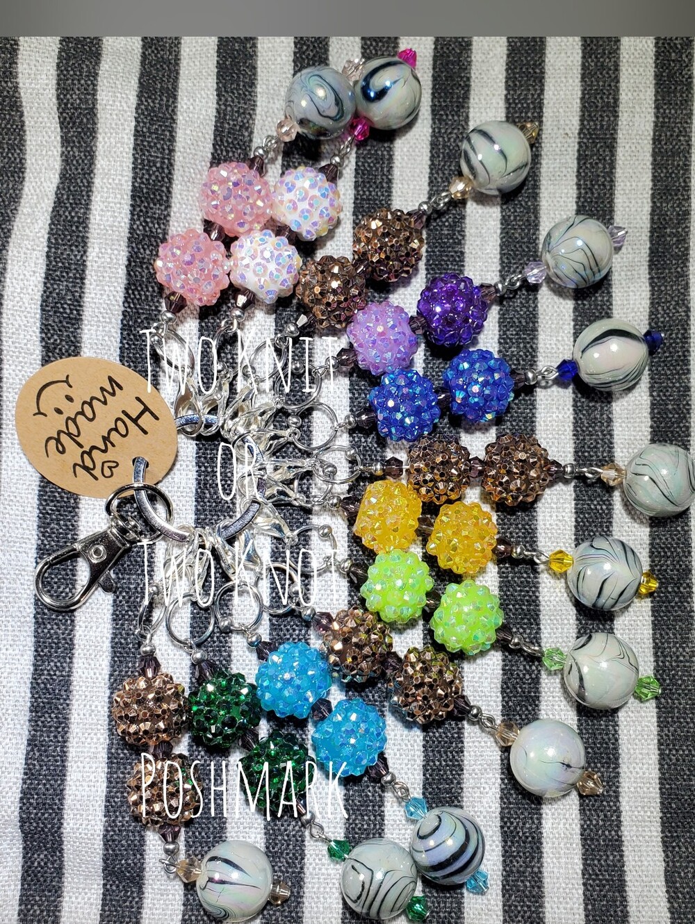 ⭐️ OOAK Handmade Beaded Stitch Markers Bag Charm Set